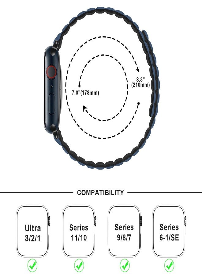 Anlinser Magnetic Bands Compatible with Apple Watch Band 49/46/45 44/42/41/40/38mm, Women Men Double Side Reversible Strap for iWatch Ultra 3-1 Series 11/10/9/8/7-1 SE(49/46/45/44/42,Dark Blue/Black) - Image 5